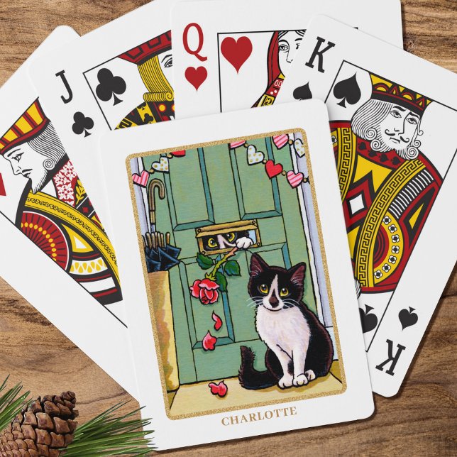 It must be love Cute Cat Custom Name Playing Cards (Creator Uploaded)
