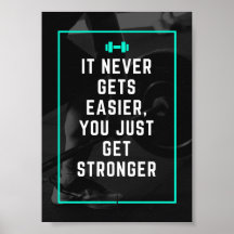 It never gets easier gym inspiration quote poster