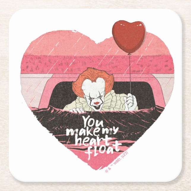 IT | Pennywise - You Make My Heart Float Square Paper Coaster (Front)