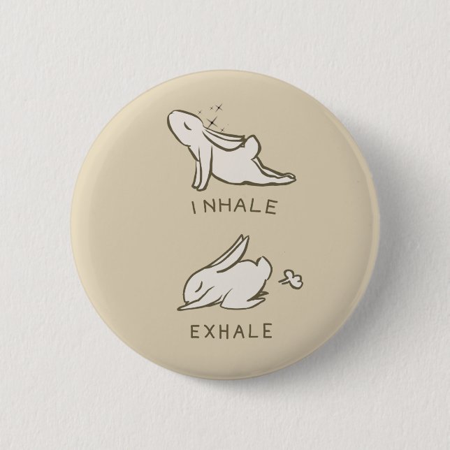 IT PLATES INHALES AND EXHALE BUNNY 6 CM ROUND BADGE (Front)