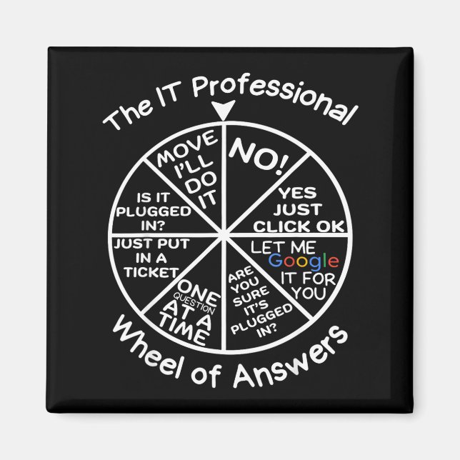 It Professional Wheel Of Answers Technical Suprter Magnet (Front)