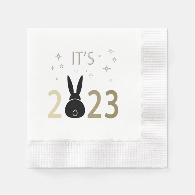 It’s 2023 Rabbit Throw Pillow Napkin (Front)
