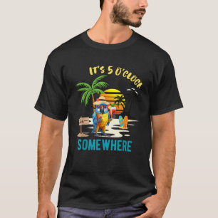 It s 5 O clock Somewhere Parrot Sunset Drinking T-Shirt