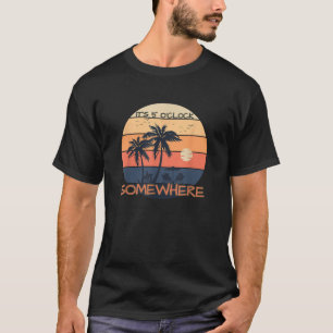 It s 5 O clock Somewhere Retro Sunset Beach Summer T-Shirt