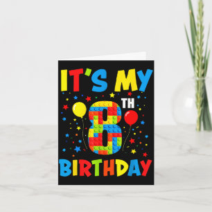 It’s 8th birthday 8 year old building blocks kids card