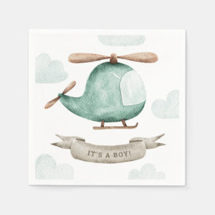 It’s a Boy Baby Shower   Helicopter Vehicle Pilot Napkin