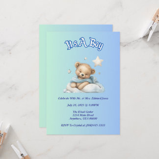 “It’s A Boy” Baby Shower Party Decor – Teddy Bear  Invitation