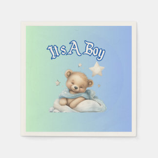 “It’s A Boy” Baby Shower Party Decor – Teddy Bear Napkin