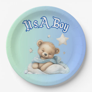 “It’s A Boy” Baby Shower Party Decor – Teddy Bear Paper Plate