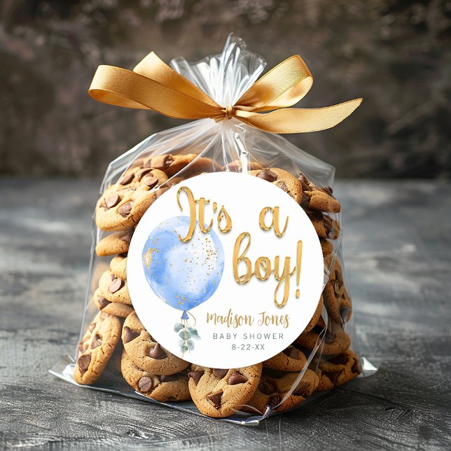 It’s a Boy Blue Balloon Baby Shower Sticker (Its A Boy Favor Stickers)