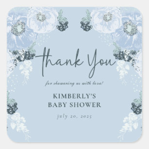 It’s A Boy Blue Floral Baby Shower Square Sticker