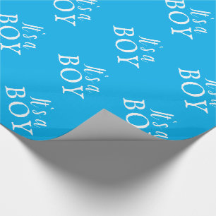 It`s a Boy Blue Typography Baby Shower Party Wrapping Paper