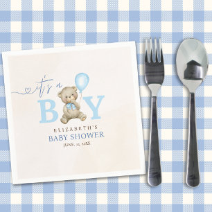 It’s a Boy, Blue Watercolor Bear Baby Shower boy Napkin