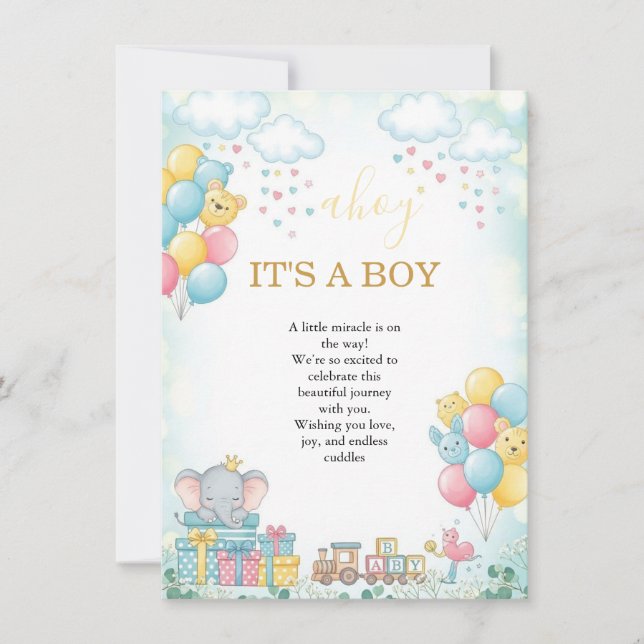 It’s a Boy Cute Baby Shower Invitation Card (Front)