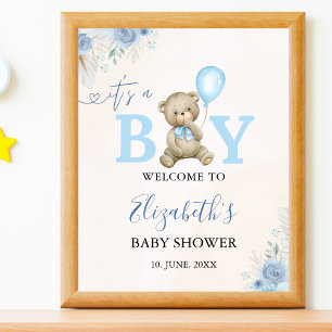  It’s a Boy, Cute Watercolor Bear Baby Shower boy Poster