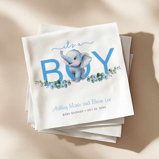 It’s a Boy Elephant Baby Shower Napkins – Blue Wat (It's A Boy Baby Shower Napkins)