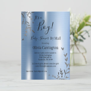 It’s a Boy Metallic Baby Shower By Mail Invitation