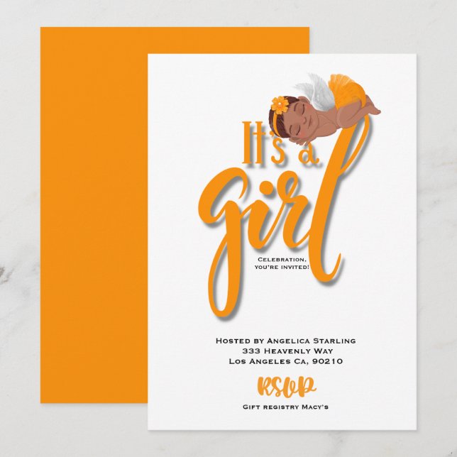 It’s a boy orange Announcement Card (Front/Back)