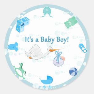 It’s a Boy – Personalised Baby Shower Classic Round Sticker