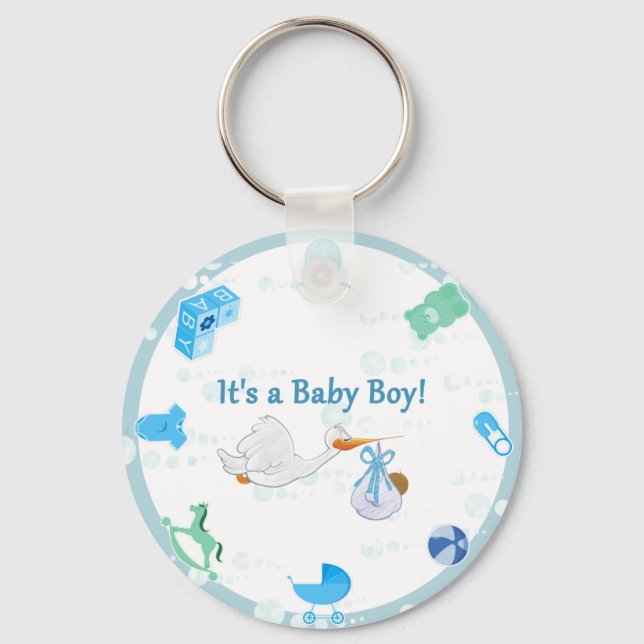 It’s a Boy – Personalised Baby Shower Key Ring (Front)