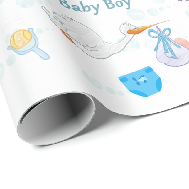 It’s a Boy – Personalised Baby Shower Wrapping Paper (Roll Corner)