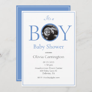 It’s a Boy Photo Blue Baby Shower Invitation