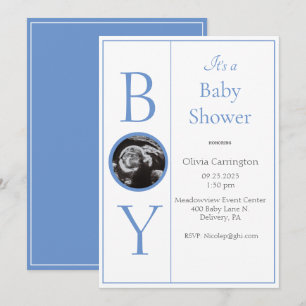 It’s a Boy Photo Blue Baby Shower Invitation