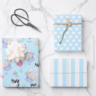 It’s a Boy Stork Baby Wrapping Paper Set