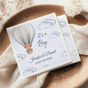 It’s a Boy Teddy Bear Hot Air Balloon Baby Shower Napkin