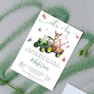 It’s a Boy Tractor Editable Farm Ranch Baby Shower Invitation