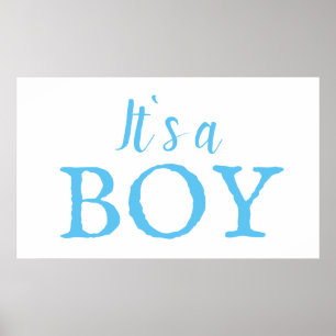 It`s a Boy Typography Blue Baby Boy Baby Shower Poster