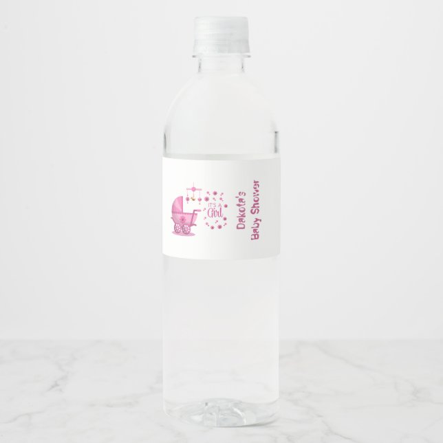 It’s a Girl Baby Shower Water Bottle Label (Front)