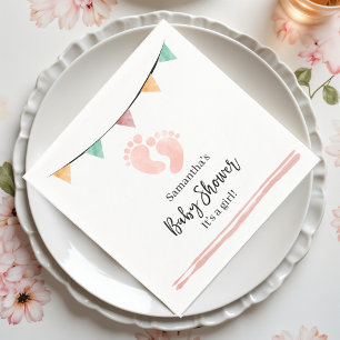 It’s a Girl Baby Shower with Footprints Napkin