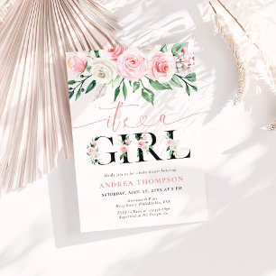 It’s a Girl Blush Pink Floral Baby Shower Invitation