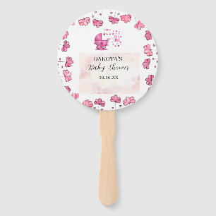 It’s a Girl Cute illustration Pink Baby Shower Hand Fan