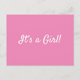 It’s a,Girl Cute Pink Baby Announcement Postcard