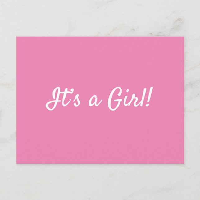 It’s a,Girl Cute Pink Baby Announcement Postcard (Front)