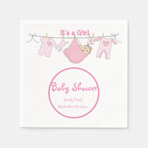 It’s A Girl Cute Pink Baby Shower Paper Napkin