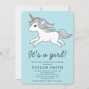 It’s a Girl Cute Unicorn Baby Shower Invitation
