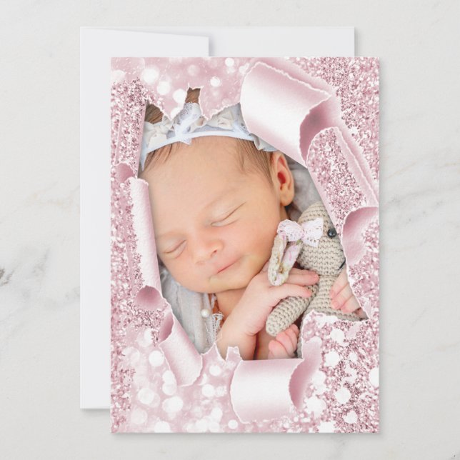 It’s a Girl Girl Photo SweetGlitter Baby Shower 3D Invitation (Front)