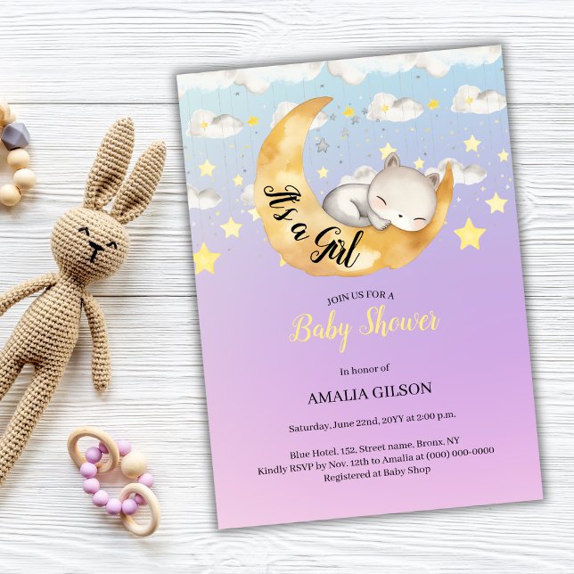 It’s a Girl Moon & Starry Sky Baby Shower Invitation (Creator Uploaded)