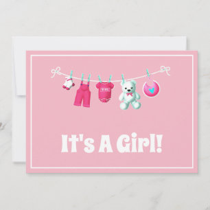 It’s A Girl! New Baby – Pink Custom Photo Card