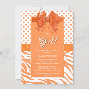 It’s a Girl Orange and White Baby Shower Invitation