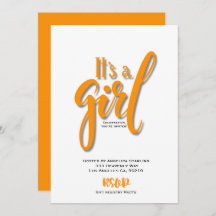 It’s a girl orange Announcement Card