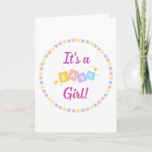 It’s a Girl Pink Baby Birth Announcement 