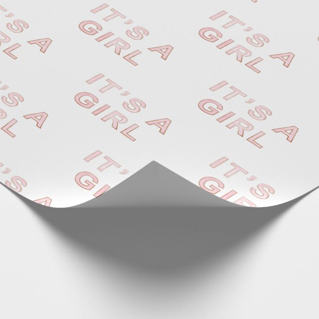 It’s a Girl Pink Baby Wrapping Paper (Corner)