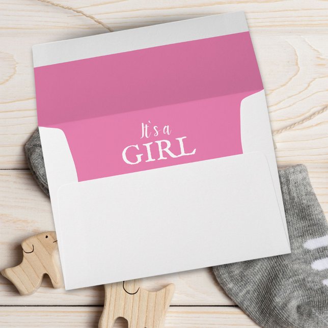It`s a Girl Pink Envelope Baby Girl Baby Shower (Creator Uploaded)