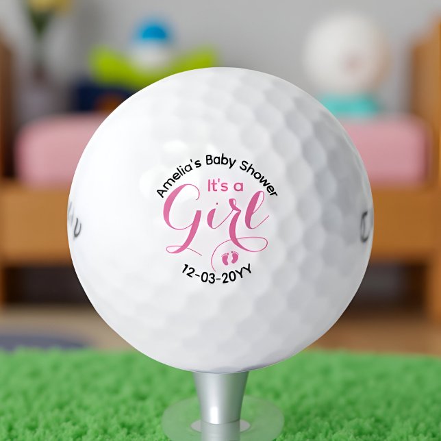 It’s a Girl, Pink Personalised Baby Shower Favour Golf Balls (Creator Uploaded)