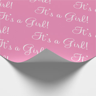 It’s a Girl Pink Script Baby Shower Wrapping Paper
