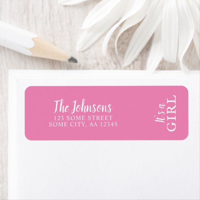 It`s a Girl Pink Typography Baby Shower Address (Insitu)